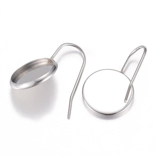

PandaHall 304 Stainless Steel Earring Hooks, Ear Wire, Stainless Steel Color, Tray: 12mm, 23x1.5mm, 20 Gauge, Pin: 0.8mm 304 Stainless Steel
