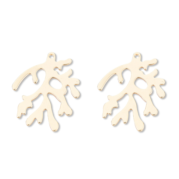 

PandaHall Brass Pendants, Cadmium Free & Nickel Free & Lead Free, Branch, Real 18K Gold Plated, 20x20x1.5mm, Hole: 0.6mm Brass Others