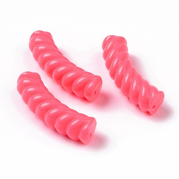 

PandaHall Opaque Acrylic Beads, Twist, Curved Tube, Hot Pink, 33x12x8.5mm, Hole: 1.6mm, about 308pcs/500g Acrylic Tube