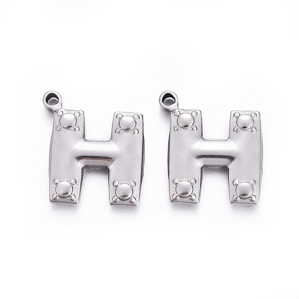 

PandaHall 304 Stainless Steel Pendants, Letter.H, 19.5x17.5x2.5mm, Hole: 1.4mm 304 Stainless Steel Letter H