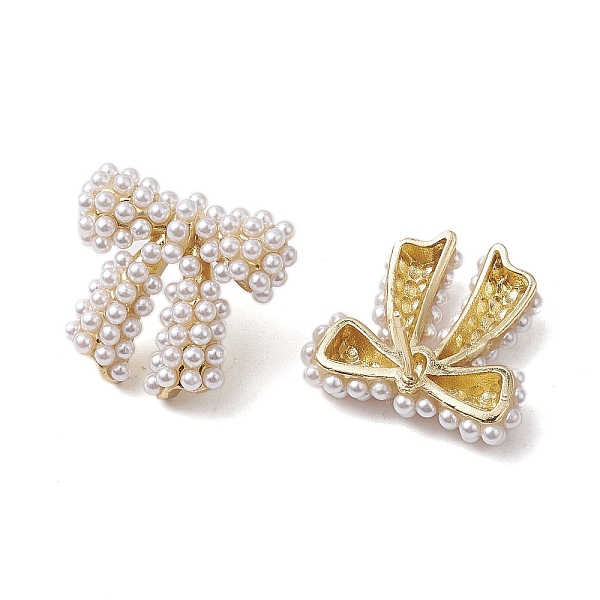 

PandaHall Bowknot Brass Stud Earrings, with Plastic Pearl, Long-Lasting Plated, Lead Free & Cadmium Free, Real 18K Gold Plated, 20x21.5mm..., White