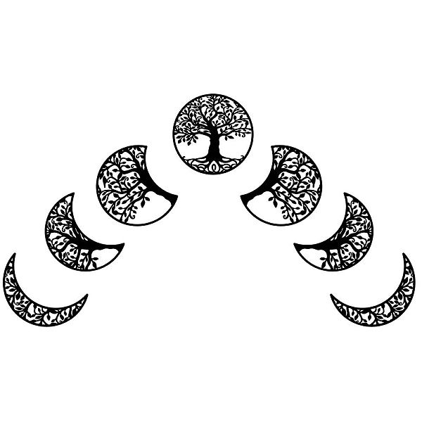 

PandaHall 7 Pcs Moon Phase with Tree of Life Wood Wall Art, Black Wooden Wall Art Wall Hanging Signs Hollow Wall Art Sculpture for Home...