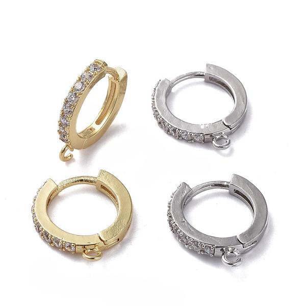 

PandaHall Brass Huggie Hoop Earring Findings, with Cubic Zirconia, Lead Free & Cadmium Free & Nickel Free, Long-Lasting Plated, Mixed Color..., Clear