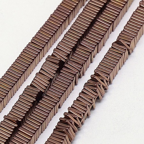 

PandaHall Electroplate Non-magnetic Synthetic Hematite Heishi Beads Strands, Thin Slice Flat Square Beads, Grade A, Copper Plated, 3x3x1mm...