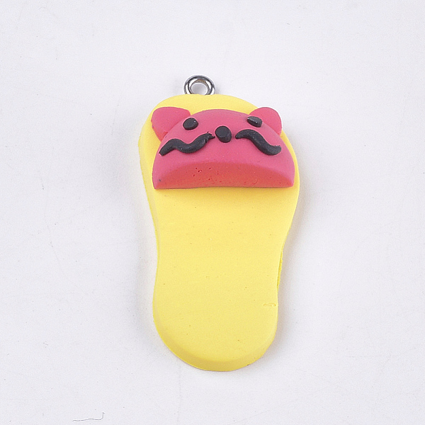 

PandaHall Handmade Polymer Clay Kitten Pendants, with Iron Findings, Slipper with Cat Head Shape, Platinum, Yellow, 42~43x19~20x11~14mm...
