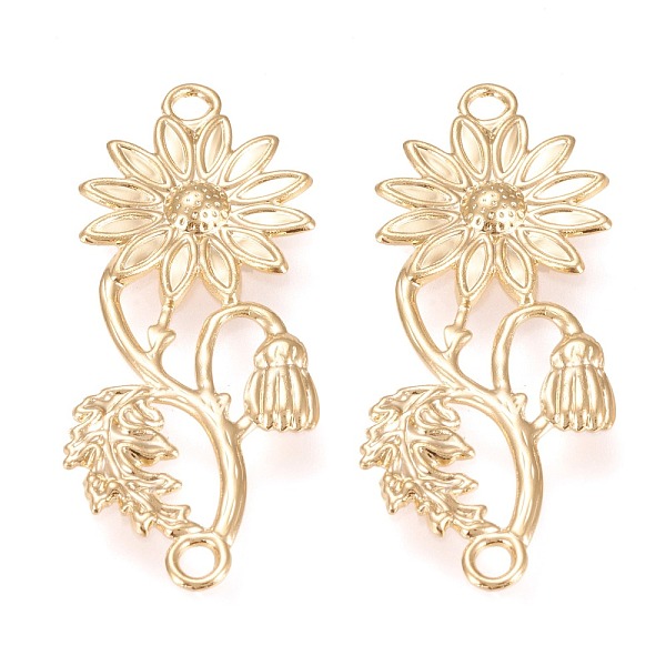 

PandaHall 304 Stainless Steel Links Connectors, Sunflower, Golden, 39x15x1.5mm, Hole: 2mm 304 Stainless Steel Flower