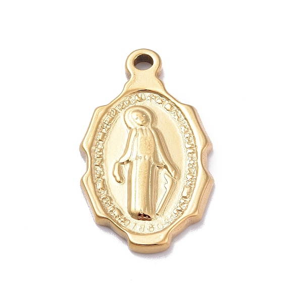 

PandaHall Ion Plating(IP) 304 Stainless Steel Pendants, Oval with Virgin Mary Charms, Golden, 24.5x14.4x2.1mm, Hole: 1.8mm 304 Stainless...