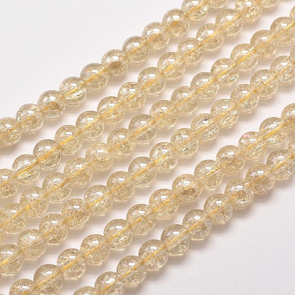 

PandaHall Electroplate Synthetic Crackle Quartz Bead Strands, Full Rainbow Plated, Round, Wheat, 6mm, Hole: 1mm, about 66pcs/strand, 15.7..., Orange