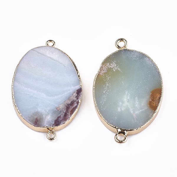 

PandaHall Electroplate Natural Amazonite Links connectors, with Iron Findings, Oval, Golden, 47x29x6mm, Hole: 2mm Amazonite Oval