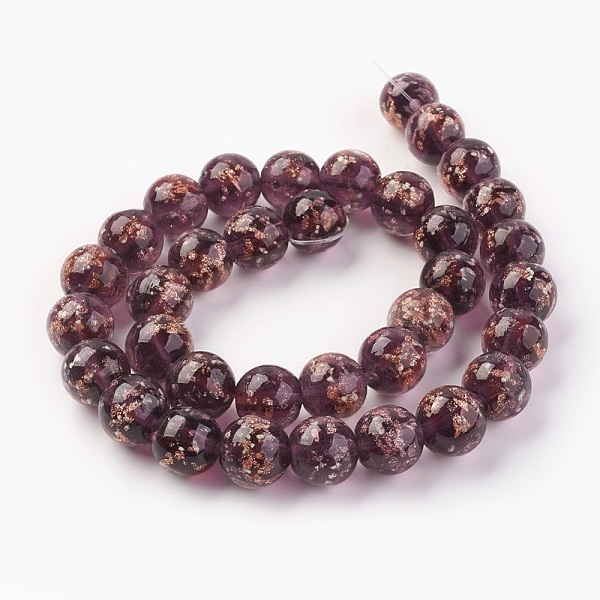 

PandaHall Handmade Gold Sand Lampwork Beads Strands, Luminous, Round, Brown, 12mm, Hole: 1.4mm, about 33pcs/strand, 14.3 inch(40cm) Lampwork...
