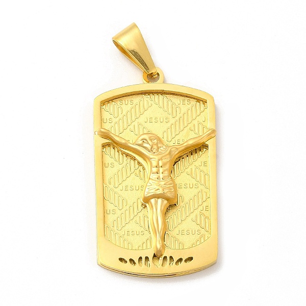 

PandaHall Ion Plating(IP) 304 Stainless Steel Religion Pendants, Rectangle with Jesus Charms with Snap on Bails, Golden, 42x23x5mm, Hole...