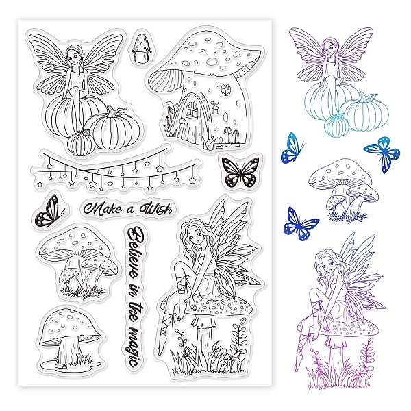 

PandaHall PVC Plastic Stamps, for DIY Scrapbooking, Photo Album Decorative, Cards Making, Stamp Sheets, Angel & Fairy Pattern, 16x11x0.3cm...
