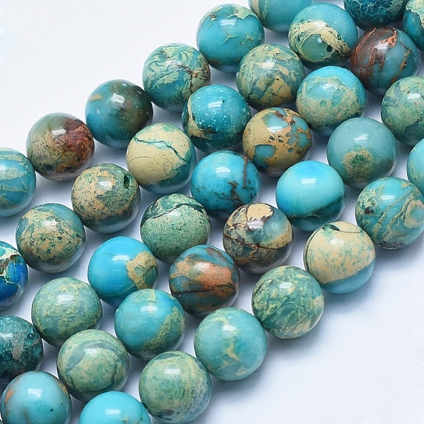 

PandaHall Natural Aqua Terra Jasper Beads Strands, Dyed, Round, 10~10.5mm, Hole: 1mm, about 39pcs/strand, 15.7 inch(40cm) Aqua Terra Jasper...