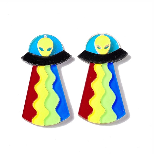 

PandaHall Opaque Acrylic Big Pendants, Saucer Man Charms, Colorful, 55x30x4mm, Hole: 1.4mm Acrylic Others