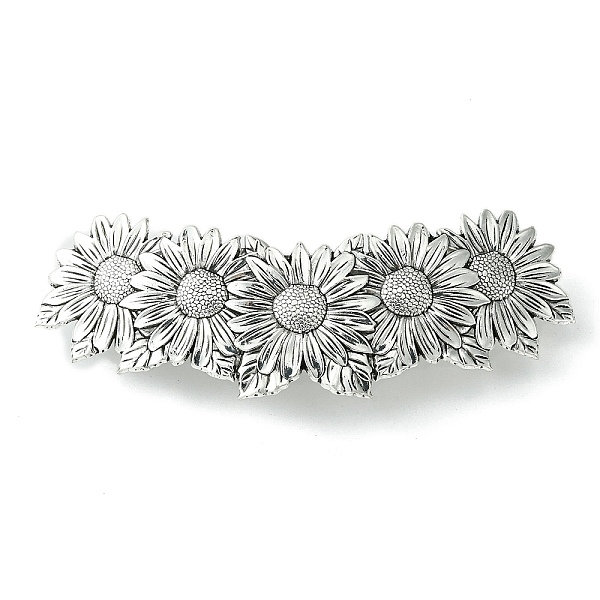 

PandaHall Alloy Hair Barrettes, for Woman Girls, Antique Silver, 92.5x28.5x12.5mm Alloy Flower