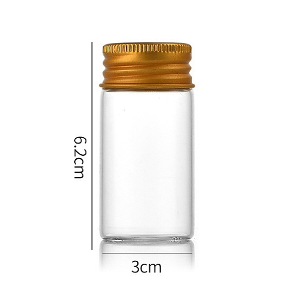 

PandaHall Clear Glass Bottles Bead Containers, Screw Top Bead Storage Tubes with Aluminum Cap, Column, Golden, 3x6cm, Capacity: 25ml(0.85fl....