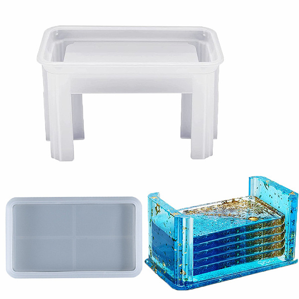 

PandaHall Rectangle Coaster Silicone Mold, Resin Casting Molds, for UV Resin, Epoxy Resin Craft Making, White, Coaster: 68x45mm, Support...