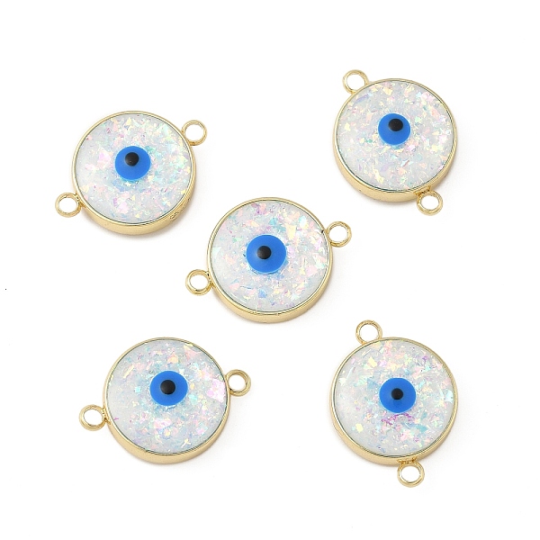 Brass Synthetic Opal Evil Eye Connector Charms