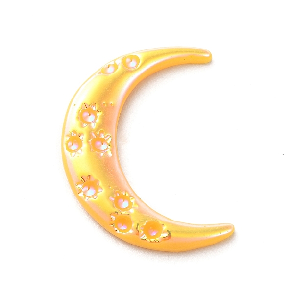 

PandaHall Opaque Resin Cabochons, AB Color Plated, Moon, Gold, 33x25x4mm Resin Moon Gold