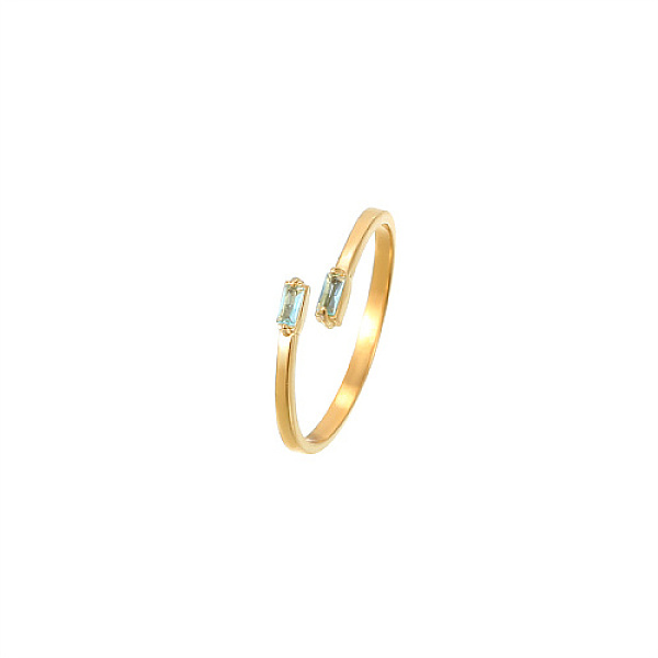 

PandaHall Golden Stainless Steel Cuff Ring, with Glass, Rectangle, Pale Turquoise, Inner Diameter: 20mm Stainless Steel+Glass Rectangle