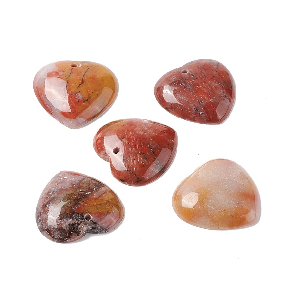 

PandaHall Natural Morocco Agate Pendants, Heart, 28.5~30x29~31x6.5~7mm, Hole: 2~2.5mm Natural Agate Heart