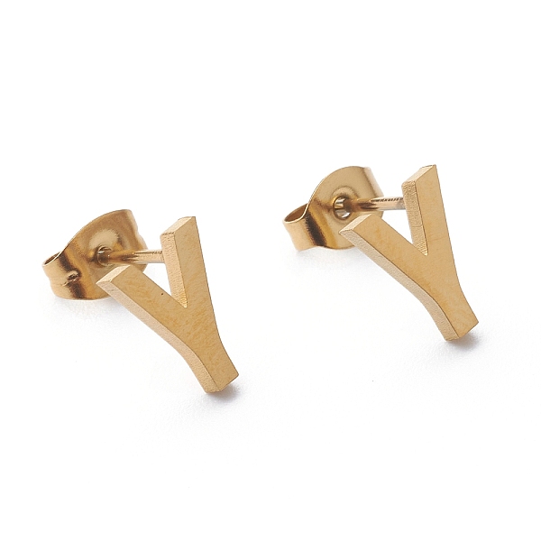 

PandaHall Ion Plating(IP) 304 Stainless Steel Stud Earrings, with Ear Nuts, Manual Polishing, Greek Alphabet, Letter.G, 9x7x1mm, Pin: 0.7mm...