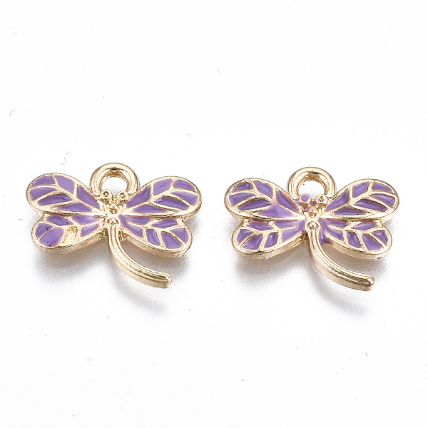 

PandaHall Light Gold Plated Alloy Pendants, with Enamel, Cadmium Free & Lead Free, Dragonfly, Orchid, 11x16x2mm, Hole: 2mm Alloy+Enamel..., Purple