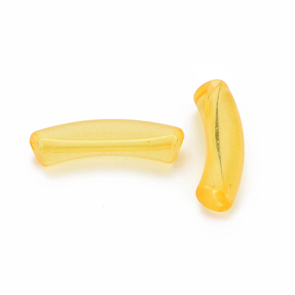 

PandaHall Transparent Acrylic Beads, Curved Tube, Gold, 32x9.5x8mm, Hole: 1.8mm, about 304~312pcs/500g Acrylic Tube Gold