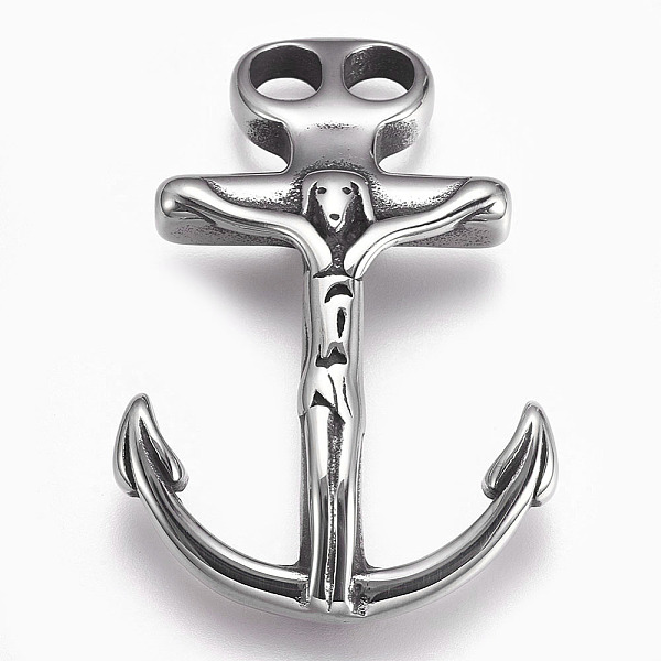 

PandaHall 304 Stainless Steel Hook Clasps, For Leather Cord Bracelets Making, Anchor, Antique Silver, 46x32x6mm, Hole: 5.3mm 304 Stainless...
