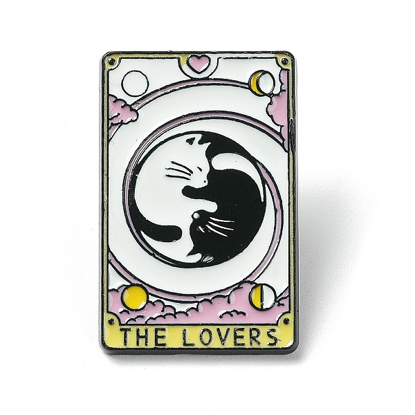 

PandaHall The Lovers Tarot Card with Cat Enamel Pins, Black Alloy Badge for Women, WhiteSmoke, 29x18.5x1.5mm Alloy+Enamel Tarot White
