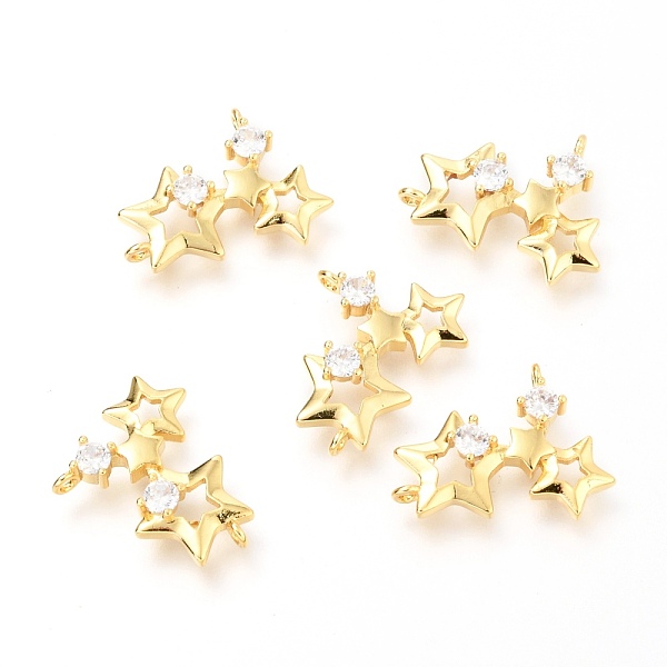 

PandaHall Brass Micro Pave Clear Cubic Zirconia Pendant Link, Star, Real 18K Gold Plated, 13x17x2.9mm, Hole: 1mm Brass+Cubic Zirconia Star...