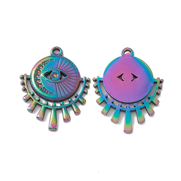 

PandaHall Ion Plating(IP) 304 Stainless Steel Pendant Rhinestone Settings, Eye Charms, Rainbow Color, Fit for 0.6mm & 0.8mm Rhinestone...