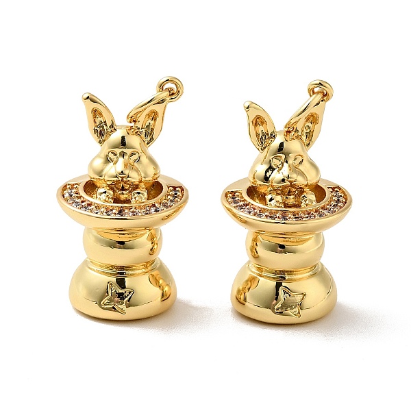 

PandaHall Rack Plating Brass Micro Pave Clear Cubic Zirconia Pendants, Rabbit Charm with Hat, Cadmium Free & Nickel Free & Lead Free, Real...
