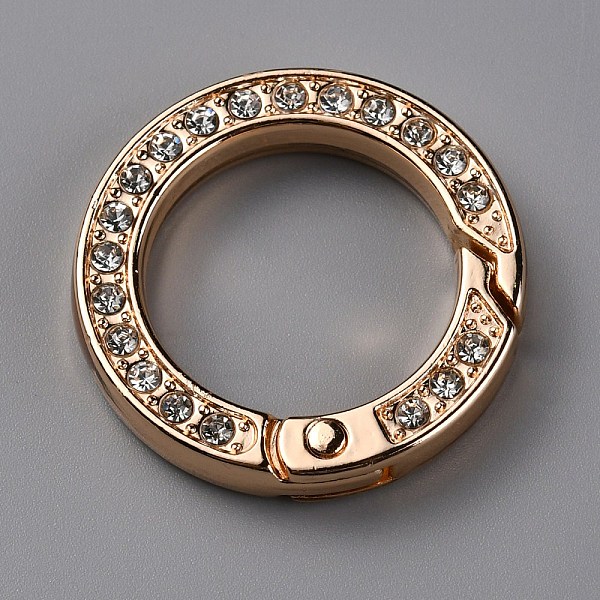

PandaHall Alloy Crystal Rhinestone Spring Gate Rings, Ring Shape, Light Gold, 28.5x5mm, Inner Diameter: 19mm Alloy+Rhinestone