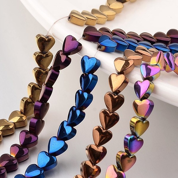 

PandaHall Electroplate Non-magnetic Synthetic Hematite Bead Strands, Heart, Mixed Color, 10x10x3mm, Hole: 1mm, about 44pcs/strand, 15.7 inch...