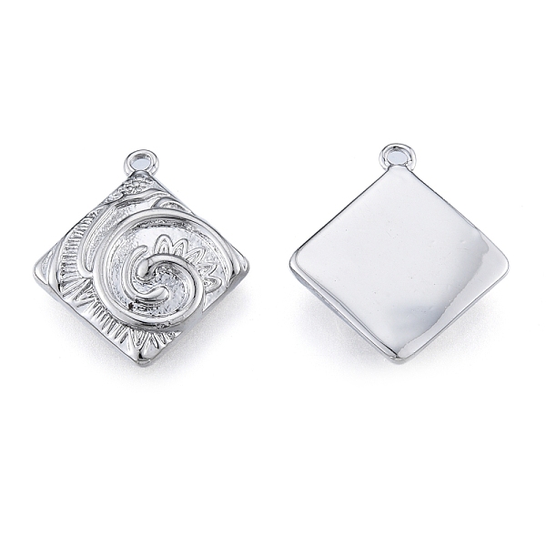 

PandaHall Brass Pendants, Cadmium Free & Nickel Free & Lead Free, Rhombus, Platinum, 18.5x16.5x3mm, Hole: 1mm Brass Rhombus