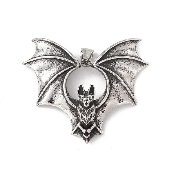 

PandaHall 304 Stainless Steel Pendants, Bat, Antique Silver, 53x63x10mm, Hole: 8x4mm 304 Stainless Steel Bat