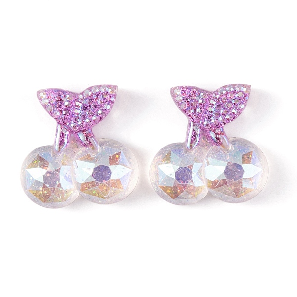 

PandaHall Transparent Epoxy Resin Fruit Cherry Decoden Cabochons, with Glitter Powder, Orchid, 22.5x22x6.5mm Epoxy Resin Cherry Purple