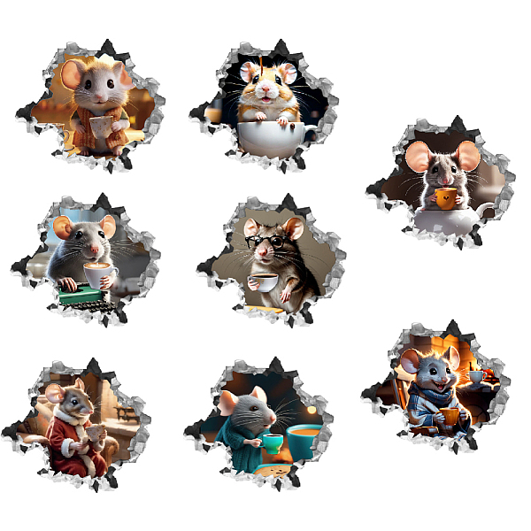 

PandaHall SUPERDANT 3D Mouse Hole Realistic Wall Sticker Mouse Coffee Decal Kids Room Wall Decor Sticker Funny Animal Stickers for Children...