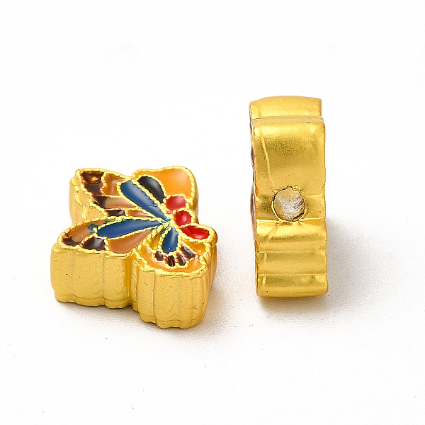 

PandaHall Rack Plating Alloy Beads, with Double-Sided Different Enamel, Colorful Butterfly, Matte Gold Color, 12x10x4mm, Hole: 1.6mm..., Multicolor