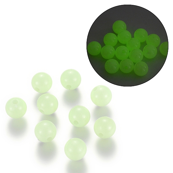 

PandaHall Luminous Acrylic Round Beads, Glow in the Dark, Pale Green, 10mm, Hole: 2mm, about 950pcs/500g Acrylic Round Green