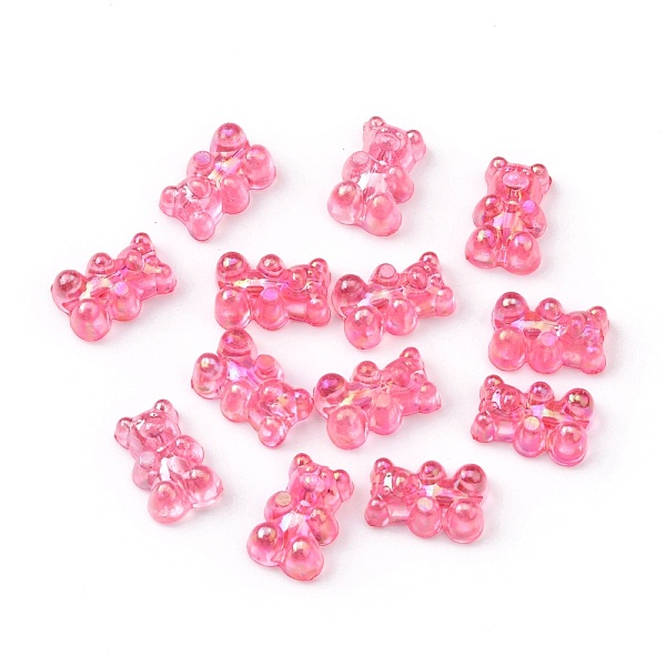

PandaHall Transparent Resin Beads, AB Color Plated, Bear, Pink, 16x10.5x7mm, Hole: 1.8mm, 20pcs/bag Resin Bear Pink