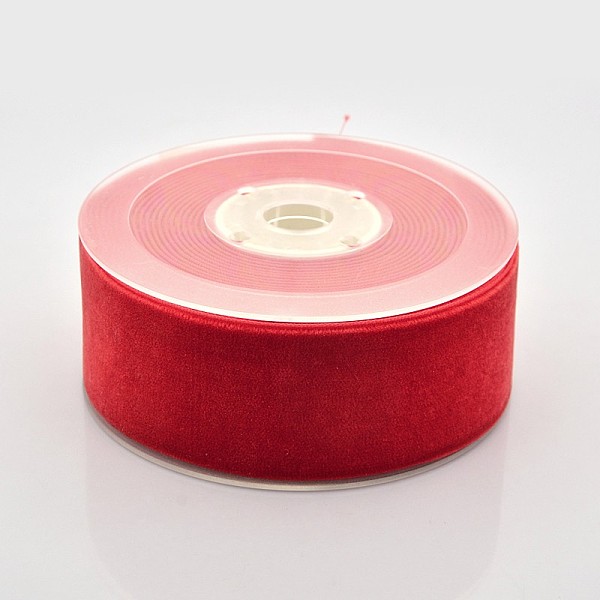 PandaHall Polyester Velvet Ribbon for Gift Packing and Festival Decoration, Red, 1-1/2 inch(38mm), about 20yards/roll(18.29m/roll) Velvet...