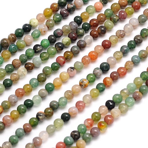 

PandaHall Natural Indian Agate Round Beads Strands, 3mm, Hole: 1mm, about 126pcs/strand, 15.5 inch Indian Agate Round