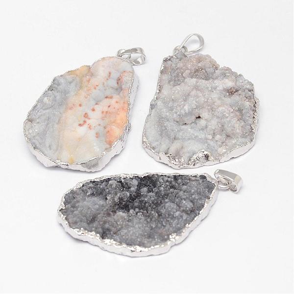 

PandaHall Imported Natural Agate Big Pendants, Natural Color, Nuggets, with Brass Findings, Silver Color Plated, 32~60x20~40x6~9mm, Hole...
