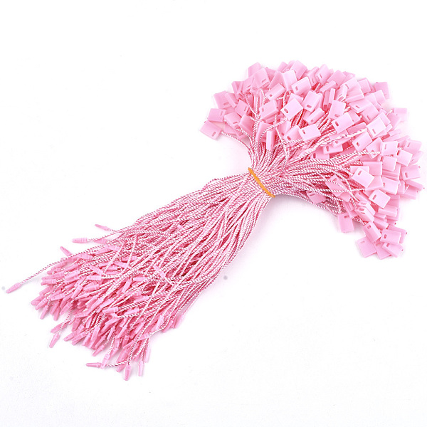 

PandaHall Polyester Cord with Seal Tag, Plastic Hang Tag Fasteners, Pearl Pink, 185~195x1mm, about 850pcs/bag Plastic Pink