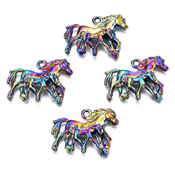 

PandaHall Alloy Pendants, Cadmium Free & Nickel Free & Lead Free, Horse, Rainbow Color, 22.5x28x4.5mm, Hole: 1.8mm Alloy Horse