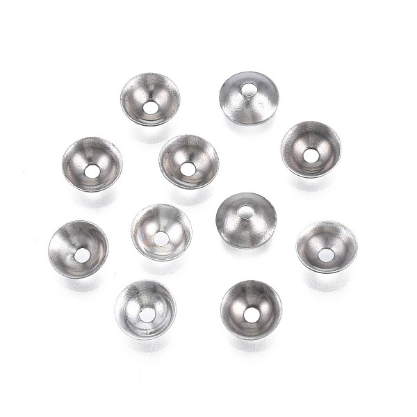 

PandaHall 304 Stainless Steel Bead Caps, Apetalous, Half Round, Stainless Steel Color, 6x2mm, Hole: 1.4mm 304 Stainless Steel