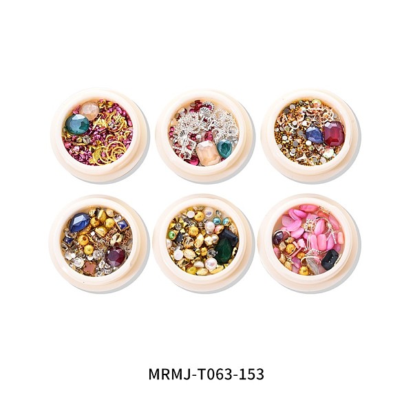 

PandaHall Rhinestone & Alloy Cabochons, with Glass and Plastic and Resin and Gemstones Chips, Nail Art Decoration Accessories for Women..., Multicolor