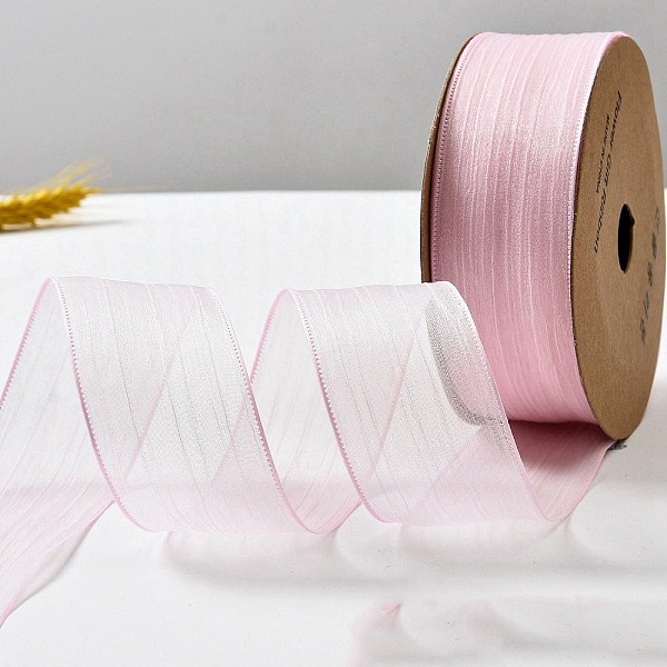 

PandaHall 20 Yards Polyester Organza Ribbons, Garment Accessories, Gift Packaging, Pink, 1-5/8 inch(40mm) Polyester None Pink